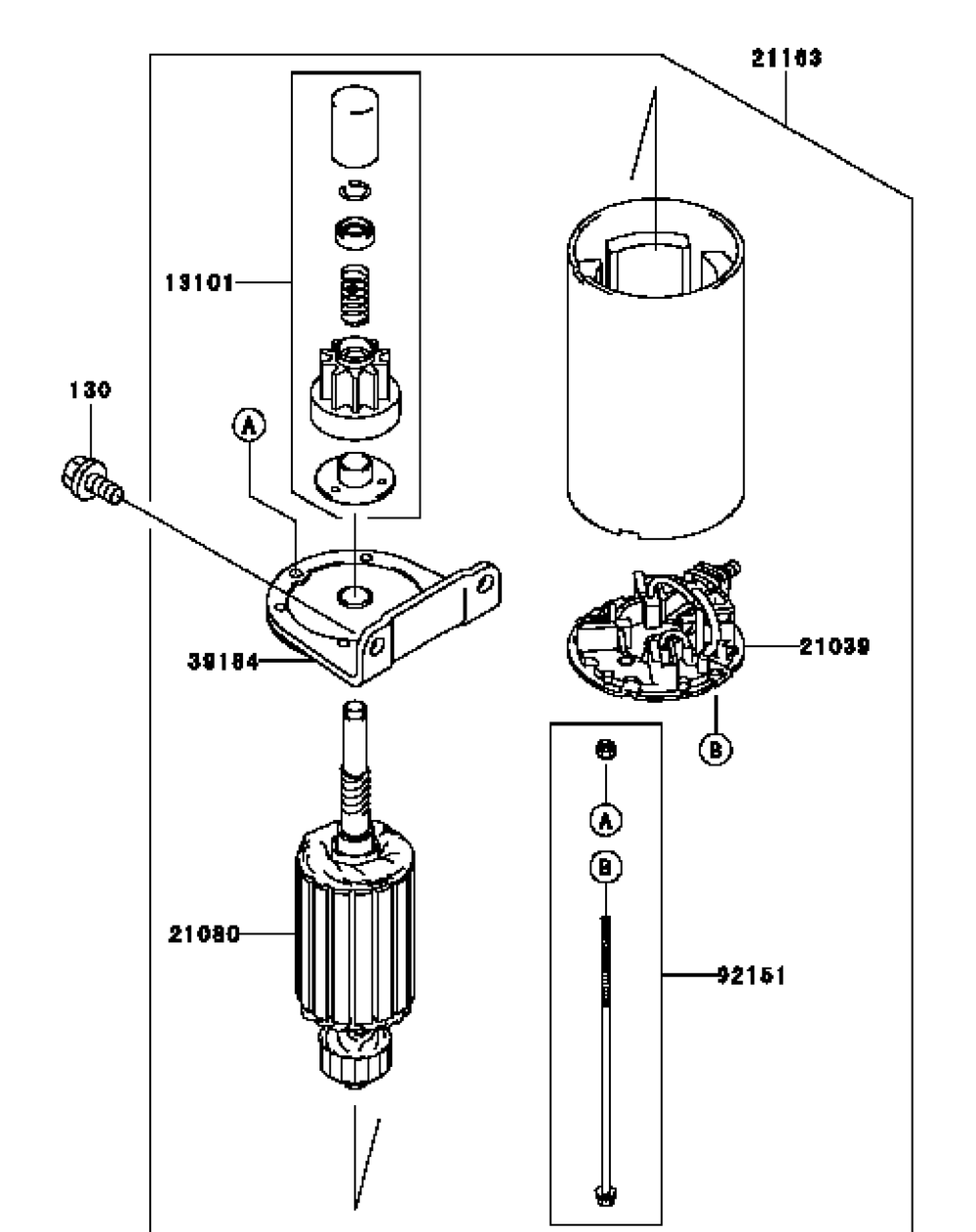 Kawasaki Fh541v-Cs25 Starter Diagram and Parts List for H1748 55AI4HPS050-WAM Cub Cadet Lawn Mower